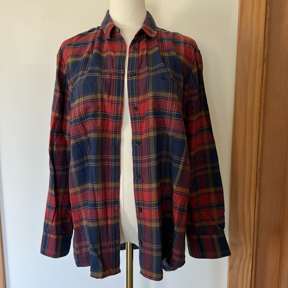 Plaid Men's Shirt - Red and Blue